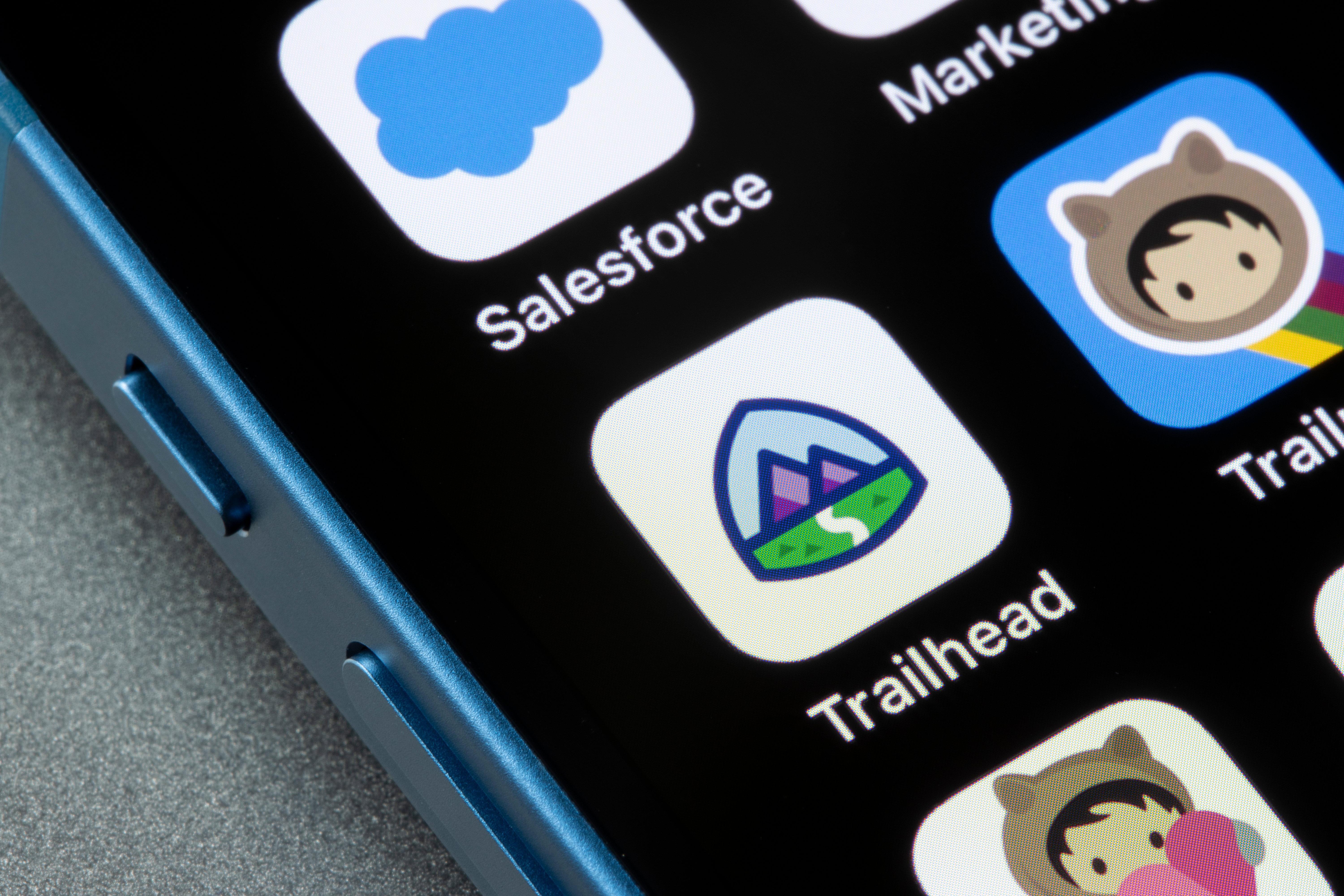 Salesforce apps on mobile phone screen
